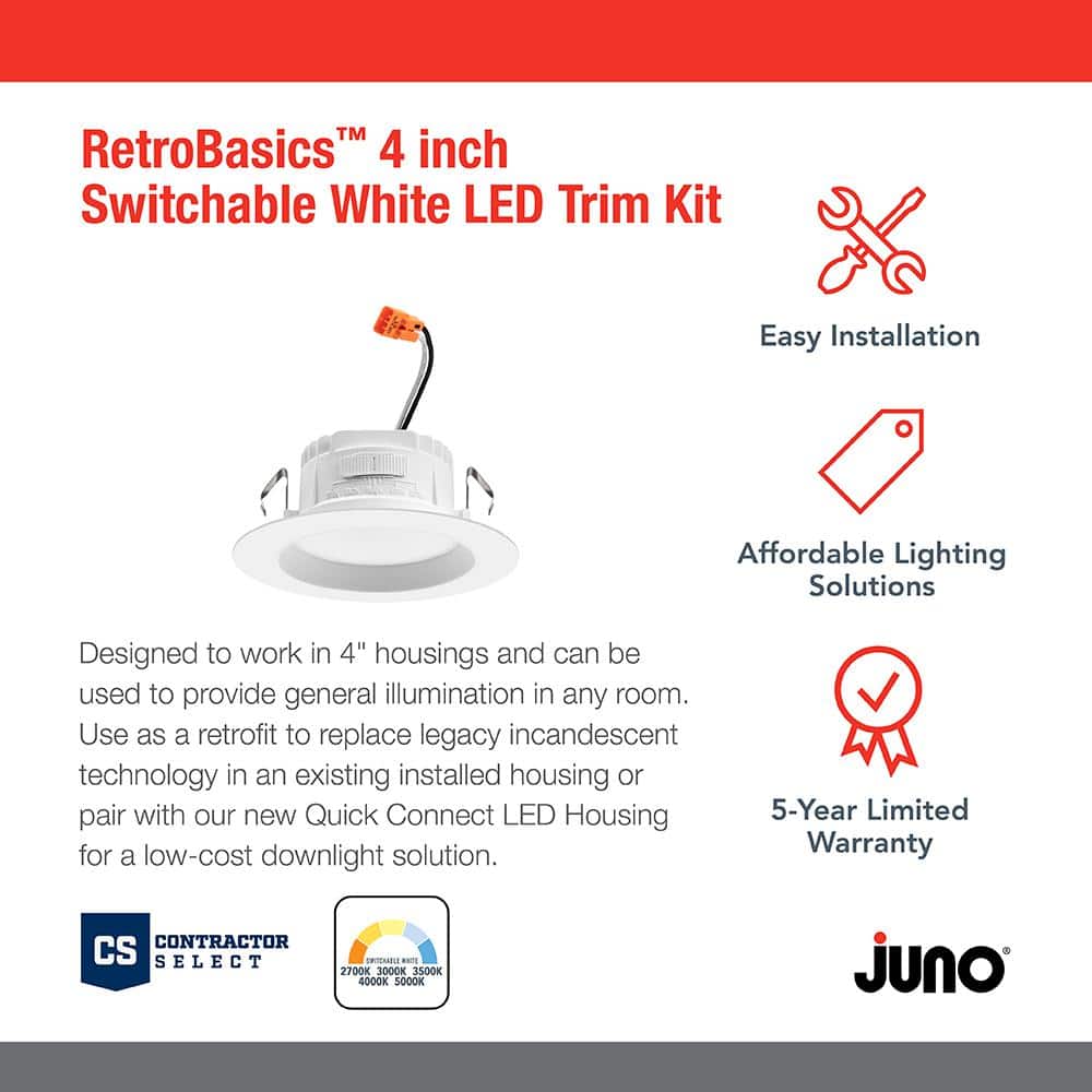 Matte White 4-Inch LED Retrofit Downlight 6-Pack