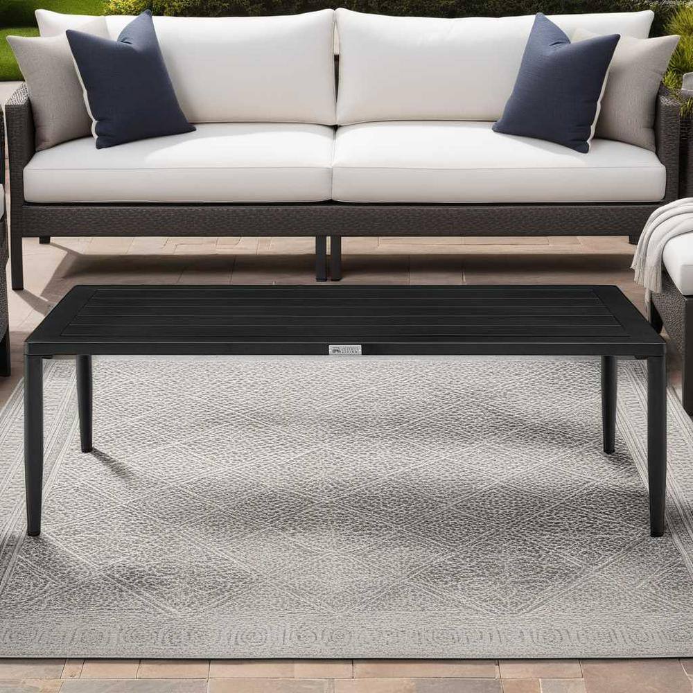 Veyda Black Aluminum and Teak Outdoor Coffee Table