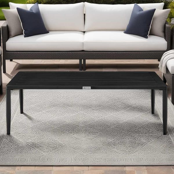 Armen Living Veyda Black Rectangular Aluminum Outdoor Coffee Table