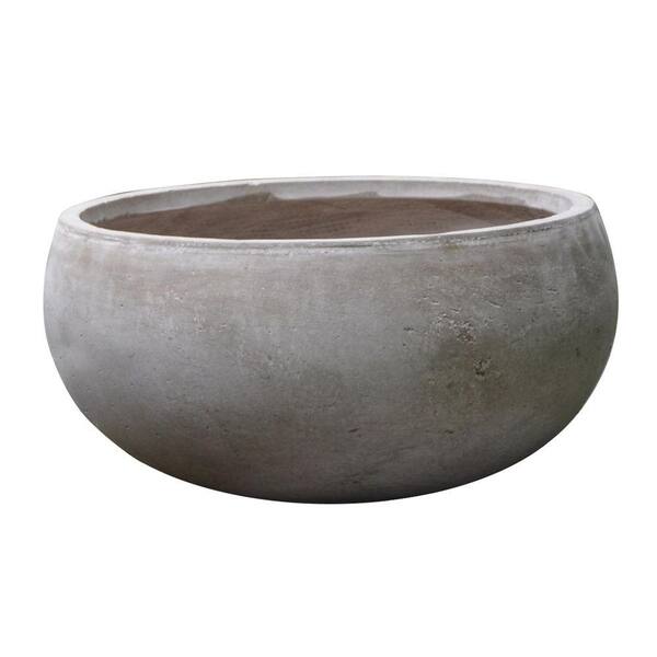 Napa 12 in. Tan Wash Bowl Fiber-Clay Planter