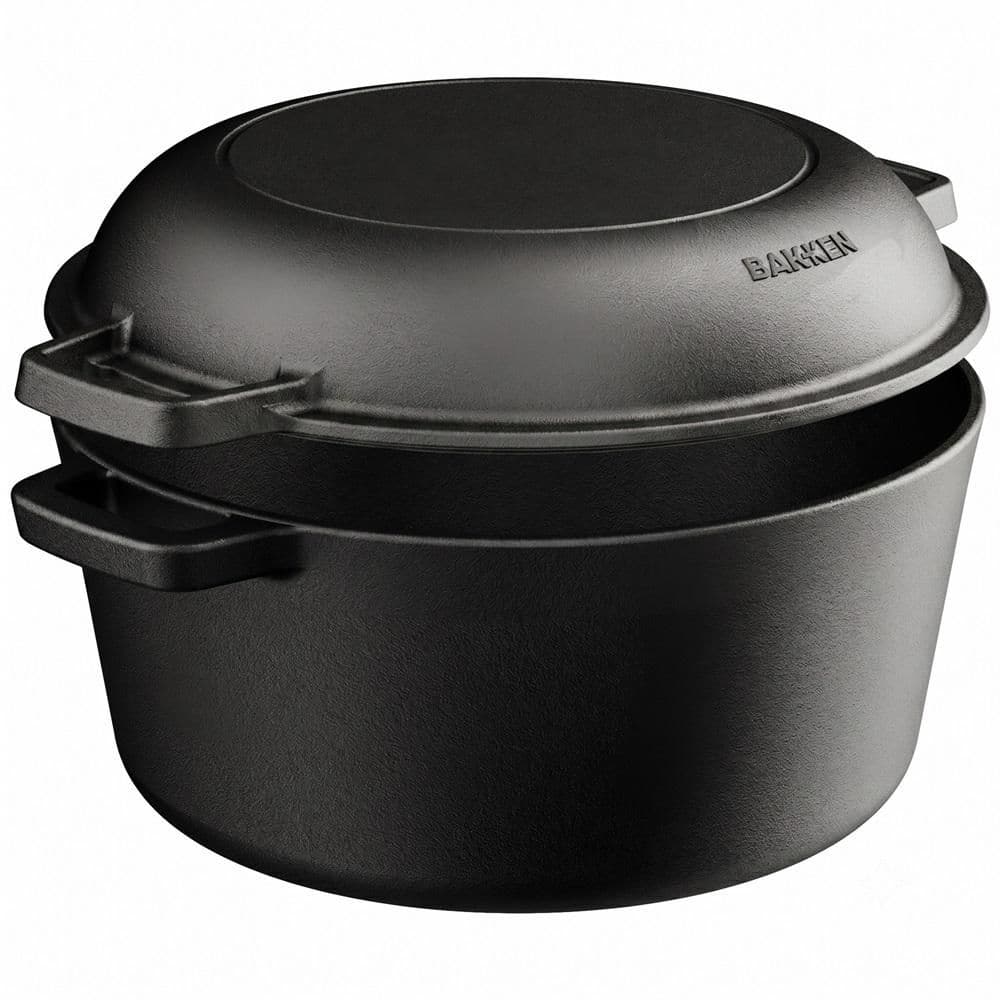Bakken 2-Piece Black Cast Iron Pre-Seasoned Dutch Oven Cookware Set with Skillet Lid for Gas and Induction Cooking price history on PriceWatchPro