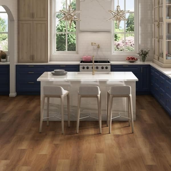 Liz Marie's Guesthouse Brown 20 MIL x 7 in. W x 48 in. L Click Lock Waterproof Lux Vinyl Plank Flooring (23.2 sqft/case)