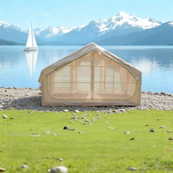TEINIE 10 ft. x 7 ft. Beige Inflatable Camping Tent 4-Season