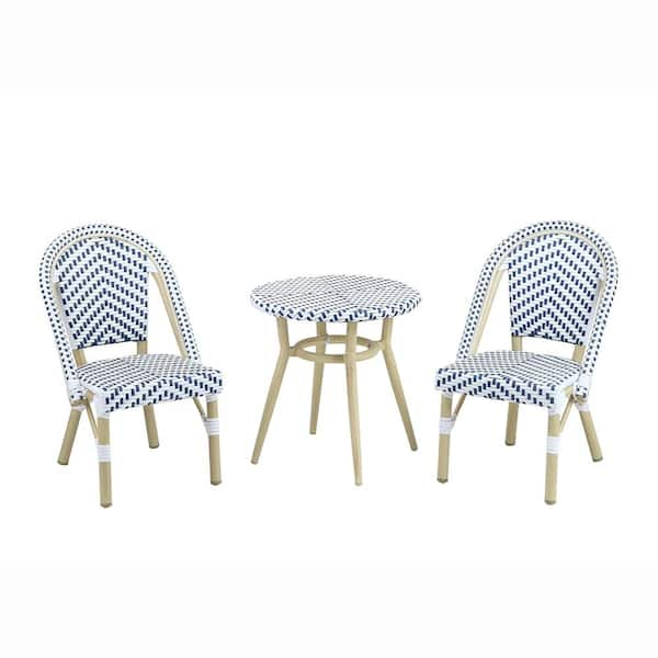 navy and white bistro set