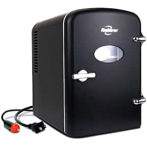 0.14 cu. ft. Retro Portable Mini Fridge Cooler in Black without Freezer