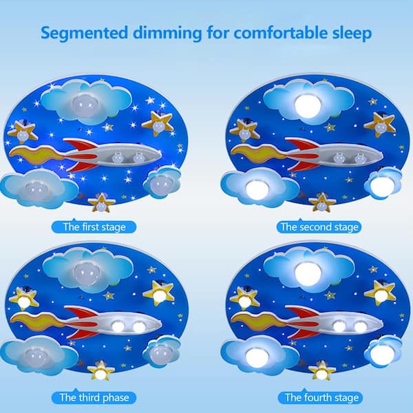 OUKANING 23.6 in. 8-Light Blue Creative Cartoon Universe Flush