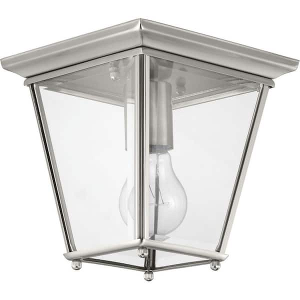 Progress Lighting Burlington 1-Light Brushed Nickel Outdoor Flush Mount