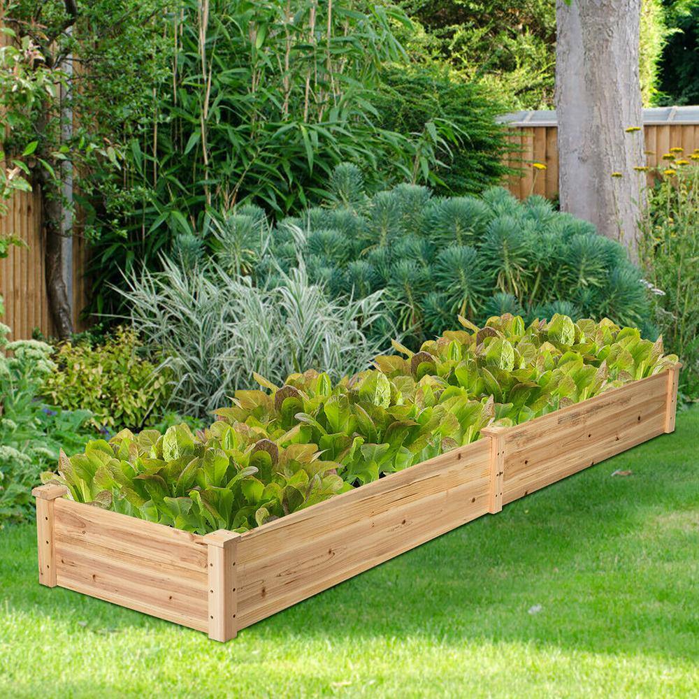 Large Natural Cedar Wood Outdoor Raised Garden Bed Planter Box