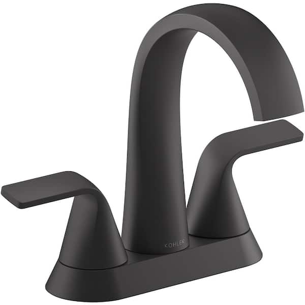 Kohler Cursiva 4 In Centerset 2 Handle, Black Bathroom Faucet Set