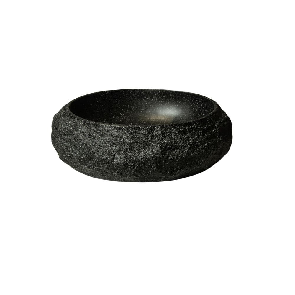 18 in. Irregular Oval Resin Vessel Bathroom Sink 14 in. in Dark Gray Stone Pattern with No Faucet and No Overflow price history on PriceWatchPro