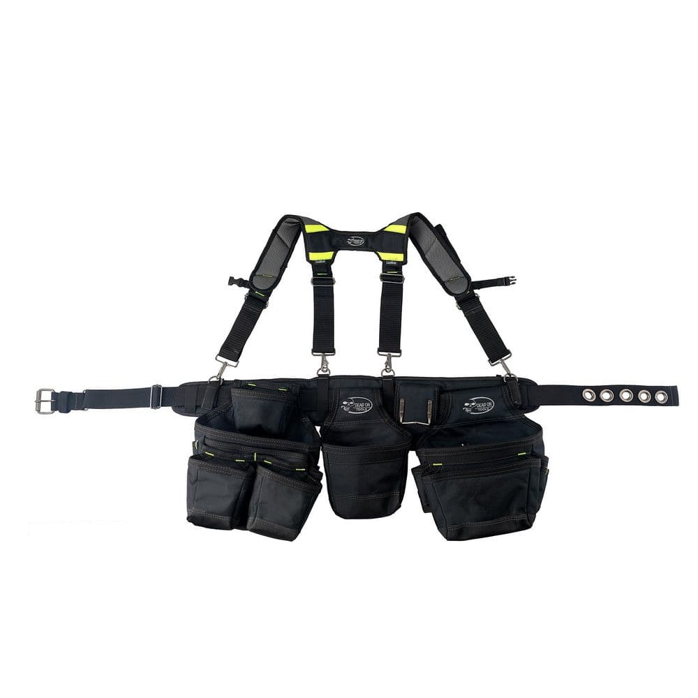 DEAD ON TOOLS Professional Framers Work Tool Belt Tool Storage Suspension  Rig with LoadBear Suspenders and 3 Tool Pouches in Black HDP369857 - The  Home Depot