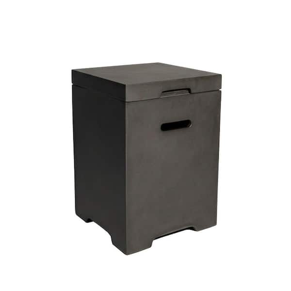 Avex Black Square Composite 20 in. H Outdoor Tank Storage Hideaway Side Table