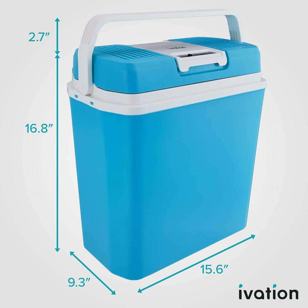 Aqua Blue Electric Thermoelectric Cooler with Wheels