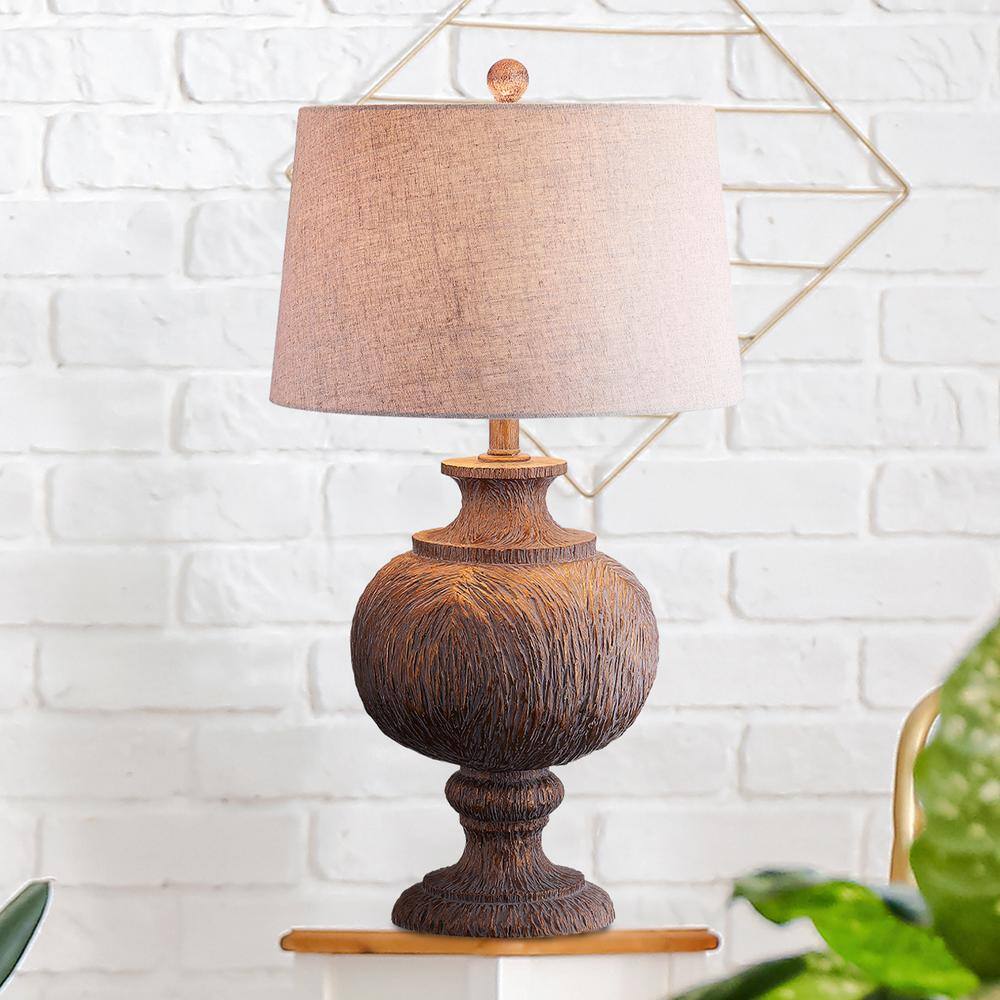 Scarlett 31" Faux Bois Resin LED Table Lamp with Linen Shade