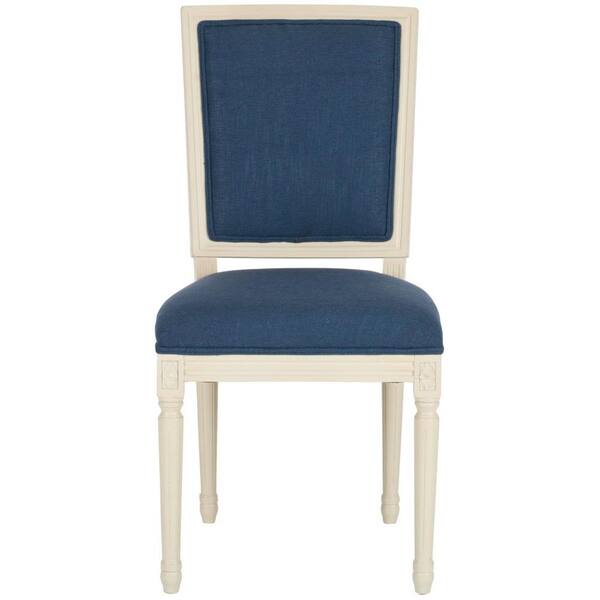 Safavieh Ashton Rect Viscose and Cotton Side Chair in Navy (Set of 2)
