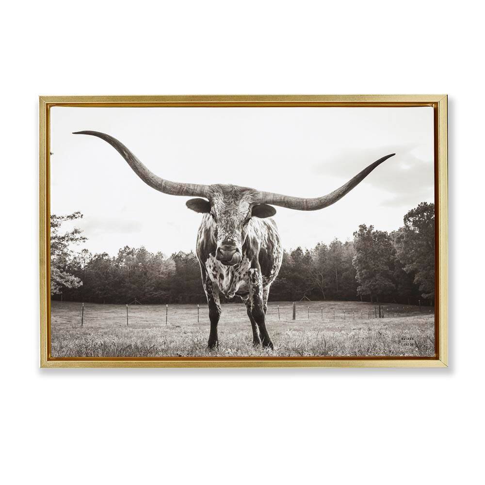 Longhorn Licking Lips by Nathan Larson Gold Floater Frame Animal Graphic Art Print 21 in. x 31 in. price history on PriceWatchPro