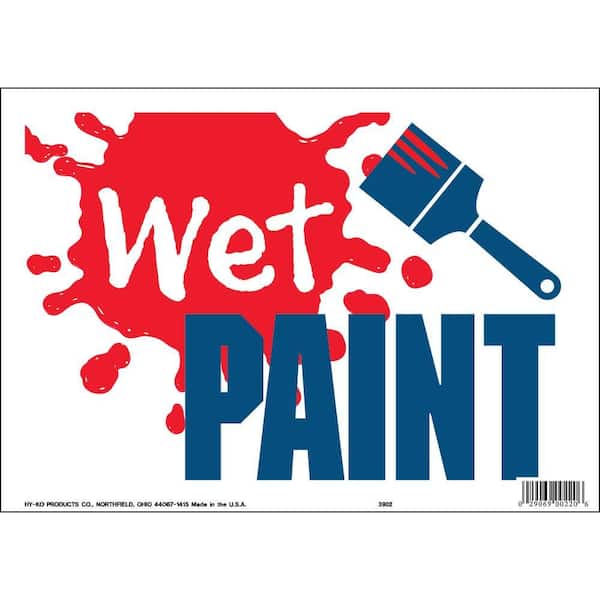 HY-KO 9 in. x 12 in. Plastic Contemporary Wet Paint Sign