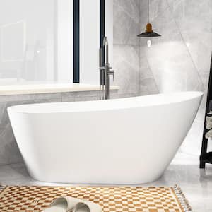 67 in. x 31 in. Freestanding Soaking Bathtub with Center Drain in White