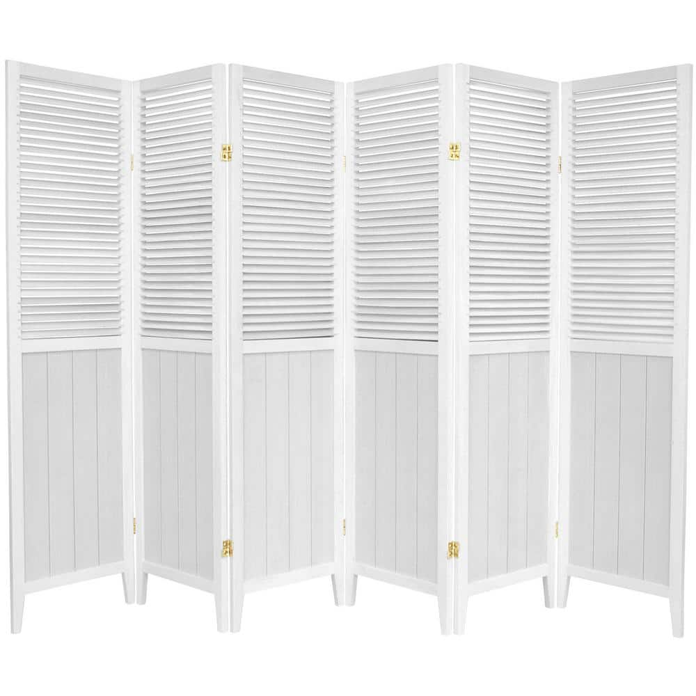 Oriental Furniture 6 ft. White 6-Panel Room Divider BEAD-WHT-6P