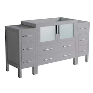 Torino 60 in. W Modern Bath Vanity Cabinet Only in Gray with Side Cabinets