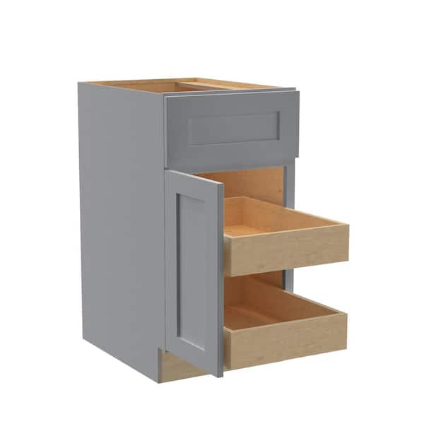 Home Decorators Collection Newport 18 in. W x 24 in. D x 34.5 in. H Assembled Plywood Base Kitchen Cabinet in Pearl Gray with 2ROT Soft Close LH