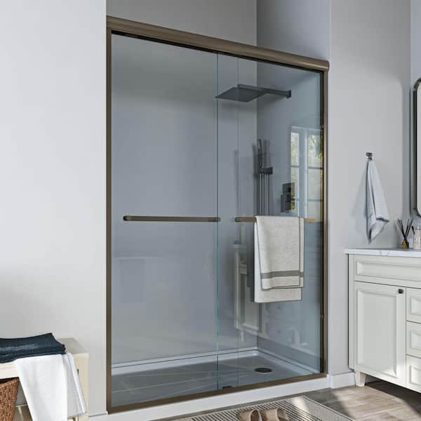 50 in. - 54 in. W x 72 in. H Sliding Framed Shower Door in Oil Rubbed Bronze with Clear Glass