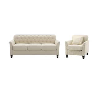 Odete Beige 2-Piece Living Room Set with Removable Cushions