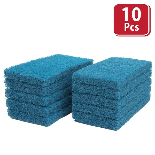 4.6 in. Medium Cleaning Scrubbing Pad, Blue Duty Scrub, Eco-Friendly, General Cleaning, (10-Pieces)