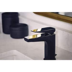 Via 1-Handle 1-Hole Modern Bathroom Faucet in Matte Black and Chrome