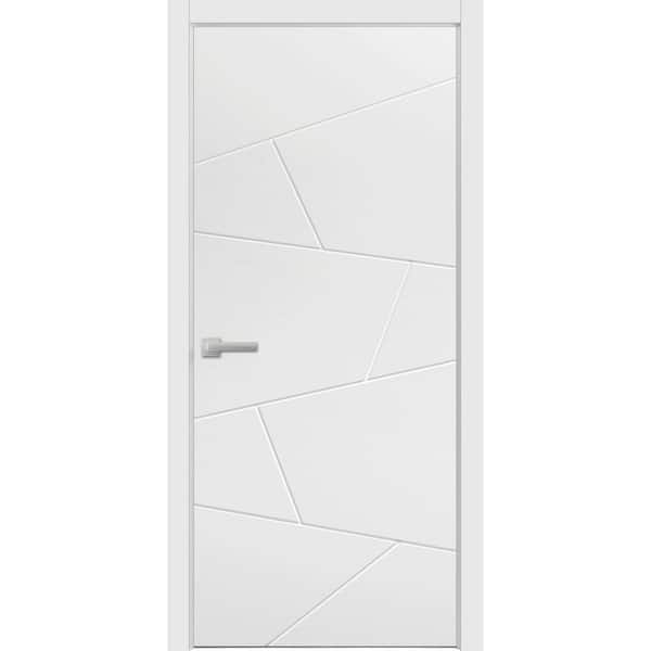 990 28 in. x 84 in. Right-Hand/Inswing Solid Painted White Single Prehung Interior Door with Hardware