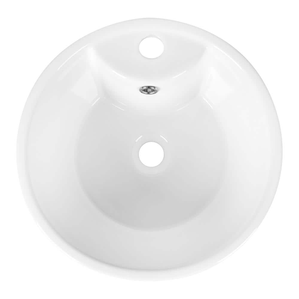 33.66" Tall White Ceramic Pedestal Bathroom Sink