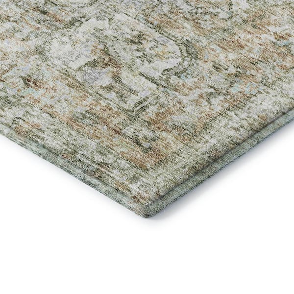 Mayfield Premium Machine Washable Abstract AMF2138 Ivory 8 ft. x 8 ft. Round Rug