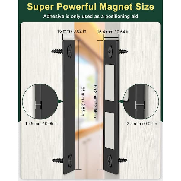 Numhew 12-Pack Black Ultra Thin Magnets Latch, Kitchen Door