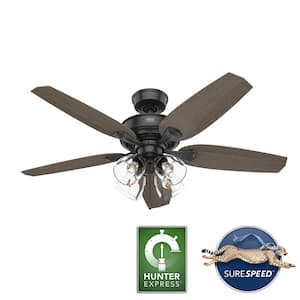 Channing 52 in. Hunter Express Indoor Matte Black Ceiling Fan with Light Kit Included
