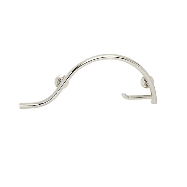 SEACHROME 30 in. Pismo Curved Shower Grab Bar with Toilet Paper Holder Bar Left-Handed in Polished