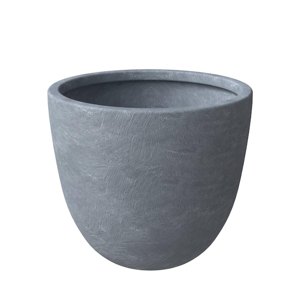 Dahlia Modern 21.5 in. Aged Concrete Fiberstone and Clay Tapered Round Planter for Indoor and Outdoor