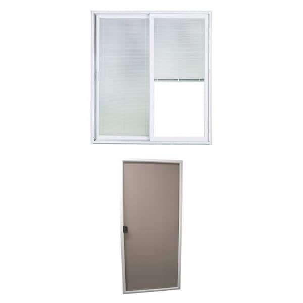 72 in. x 80 in. White Vinyl Patio Door with Screen Combo
