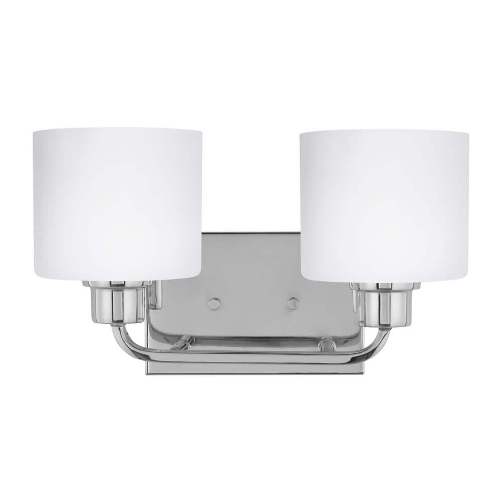 Canfield Chrome 2-Light Wall Sconce with Etched Glass Shade