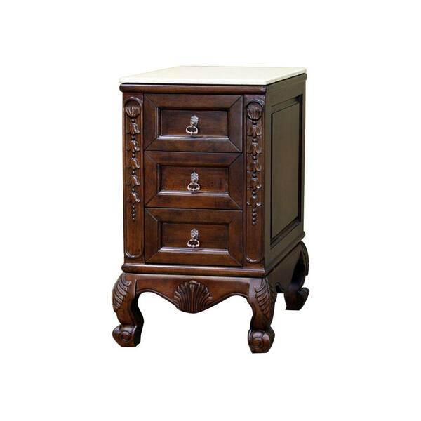 Bellaterra Home Arcata 19.5 in. W x 18.5 in. D x 33.5 in. H Freestanding Side Cabinet with Marble Top in Walnut Finish