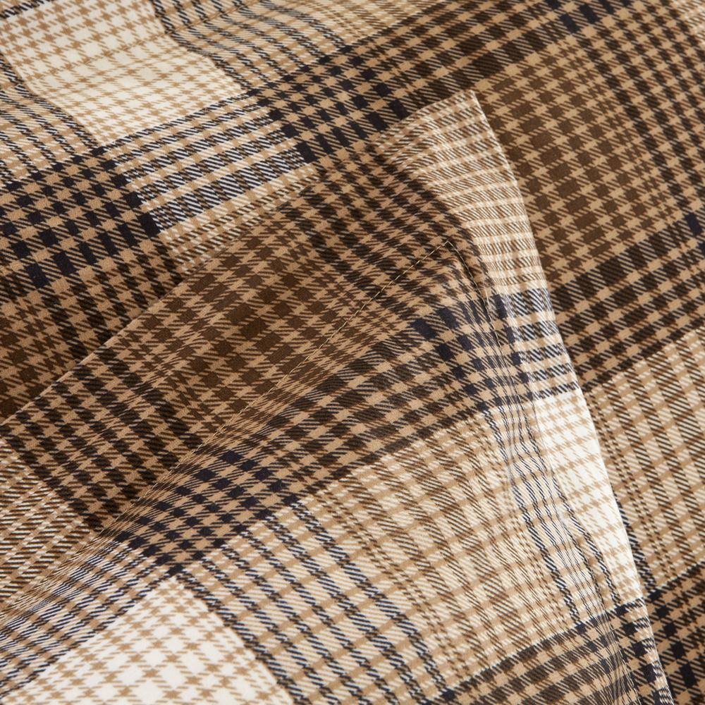 King Brown Plaid Microfiber Down Alternative Comforter Set