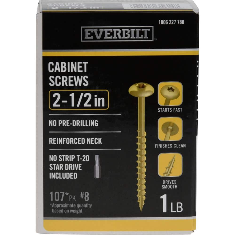 #8 x 2-1/2 in. Star Drive Wafer Head Cabinet Screws 1 lb.-Box (107-Piece)