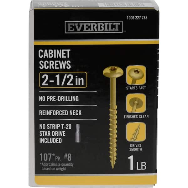 Everbilt #8 x 2-1/2 in. Star Drive Wafer Head Cabinet Screws 1 lb.-Box (107-Piece)