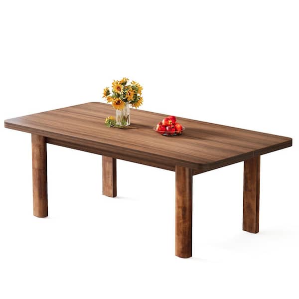 TRIBESIGNS WAY TO ORIGIN Halsey 63 in. Farmhouse Brown Wood 4 Legs Dining Table Rectangular