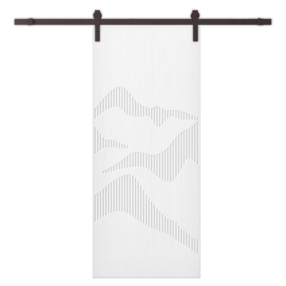 24 in. x 80 in. White Painted Composite MDF Paneled Interior Sliding Barn Door with Hardware Kit price history on PriceWatchPro