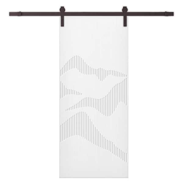 CALHOME 36 in. x 96 in. White Painted Composite MDF Paneled Interior Sliding Barn Door with Hardware Kit