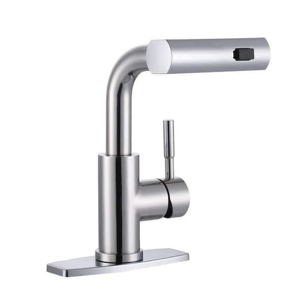 WOWOW 11.3 in. Single Handle Pull Down Sprayer Kitchen Faucet with Advanced Spray and 360° Spout Swivel in Polished Chrome