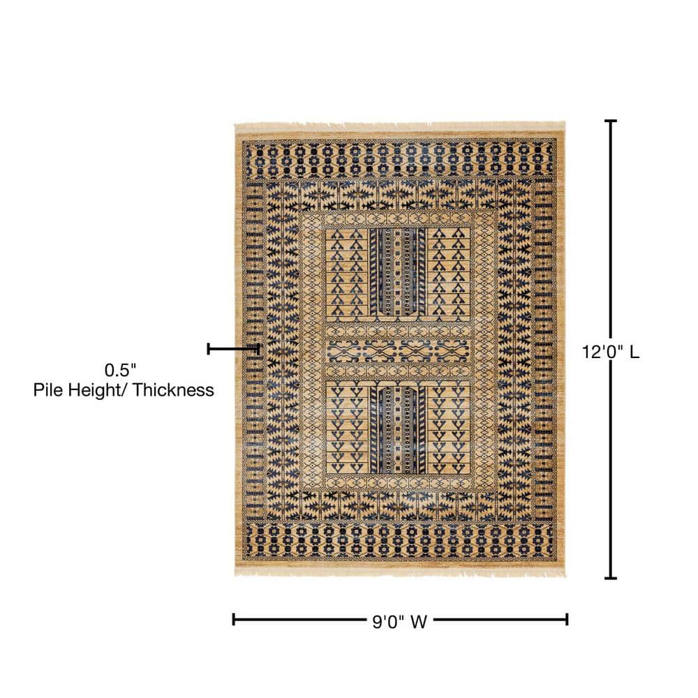 Kennedy Collection 9' x 12' Blue Geometric Easy-Care Area Rug