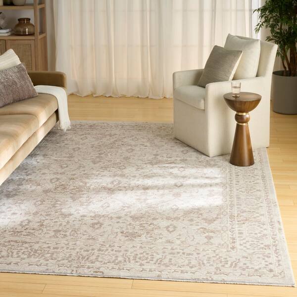 Outlines Ivory Grey 8 ft. x 10 ft. All-over design Traditional Area Rug