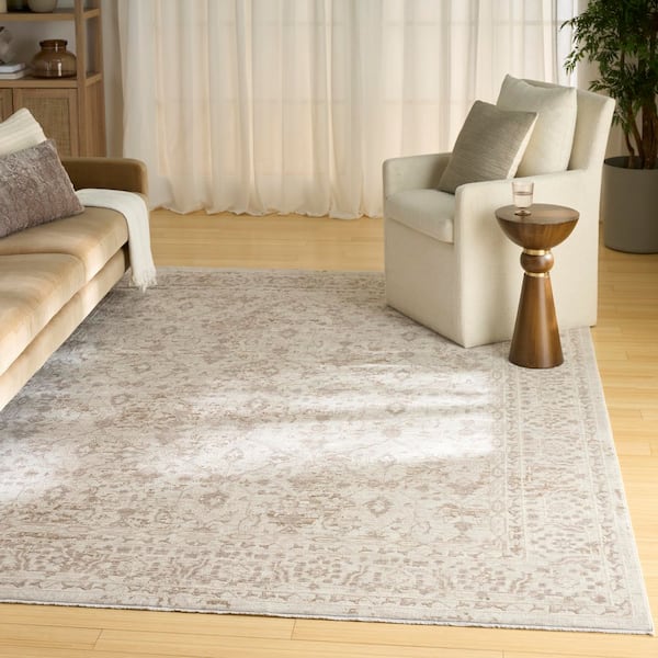 Outlines Ivory Grey 9 ft. x 12 ft. All-over design Traditional Area Rug