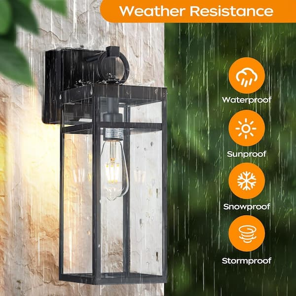 ALOA DECOR 1 Light Black Dusk to Dawn Sensor Outdoor Wall